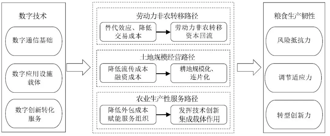 图2　数字技术提升粮食生产韧性的机制框架图